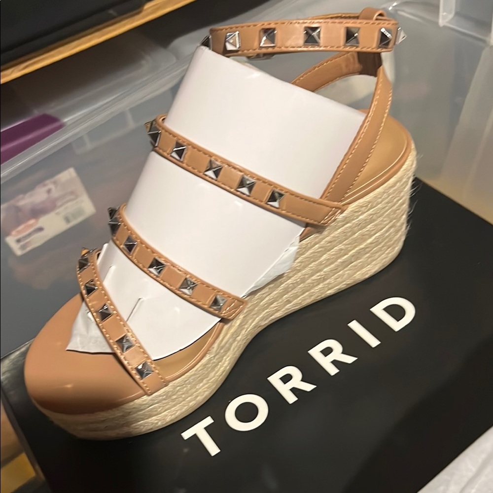 Torrid Tan Studded Wedge Sandals